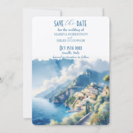 Invitación Guardar la fecha Amalfi Acuarela Destino Italia