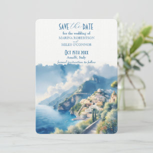 Invitación Guardar la fecha Amalfi Acuarela Italia Destino