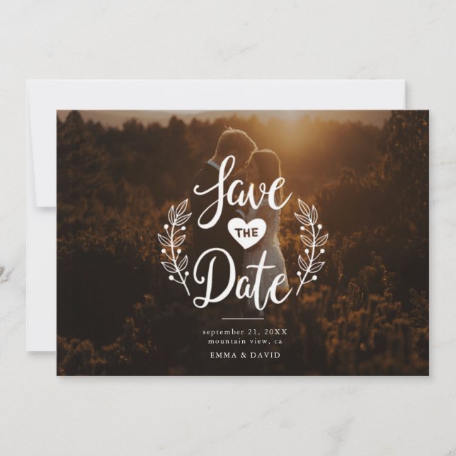 Invitación Guardar la fecha Amor Rústico (Anverso)