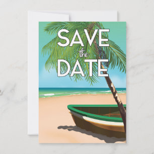 Invitación Guardar la fecha barco de pesca vintage