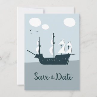 Invitación Guardar la fecha barco de vela vintage