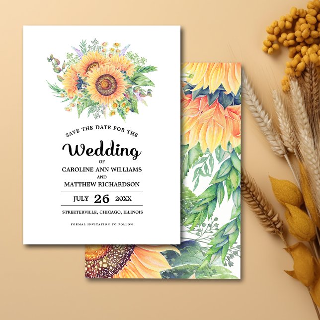 Invitación Guardar la fecha. Boda de girasoles rusos (Subido por el creador)