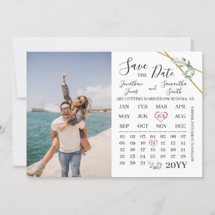 Invitación Guardar la fecha boda de verde del calendario foto