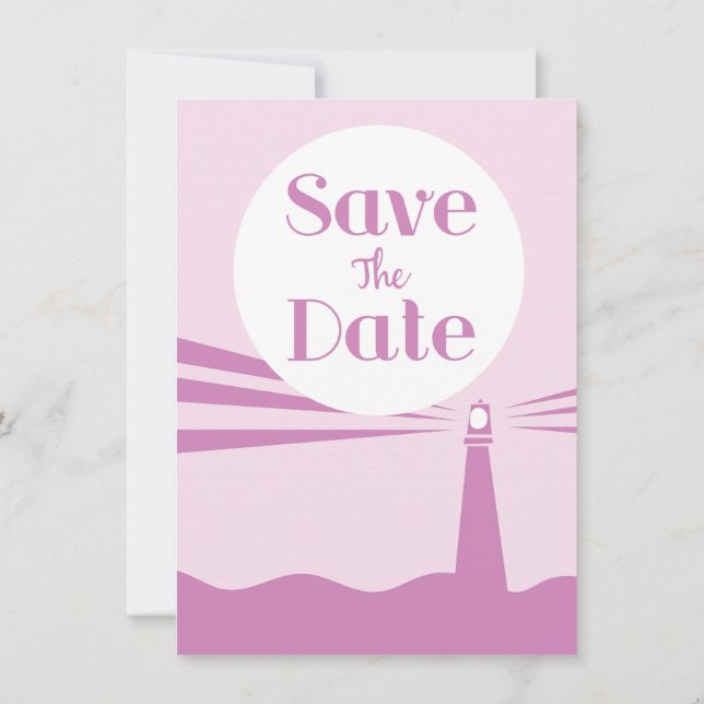 Invitación Guardar la fecha boda faro vintage (Reverso)