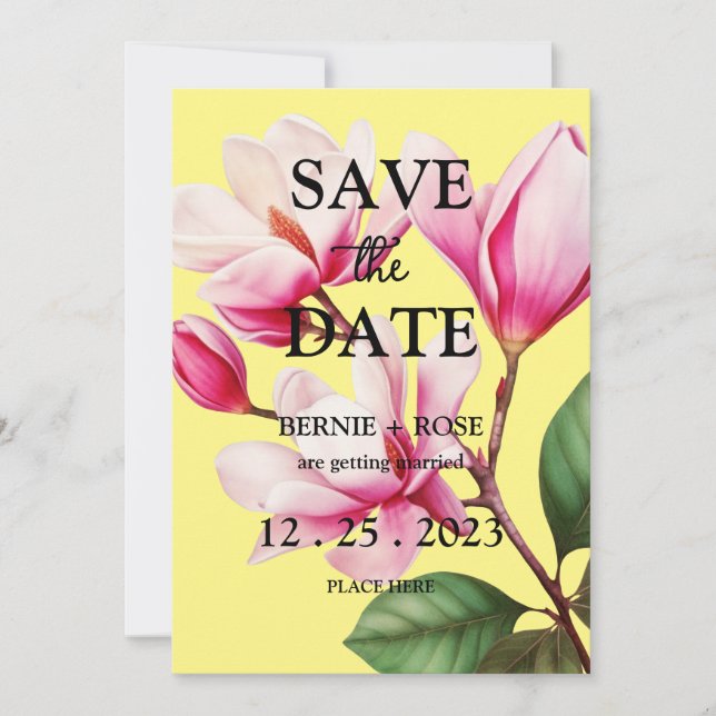 INVITACIÓN GUARDAR LA FECHA BODA FLOR ROSA (Anverso)