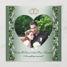 Invitación Guardar la fecha boda irlandesa tréboles y cintas