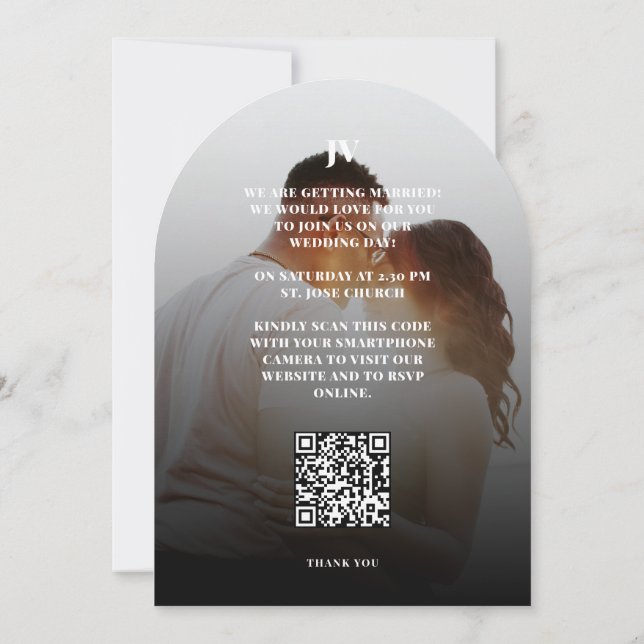 Invitación Guardar la fecha Boda mínimo Floral blanca (Reverso)