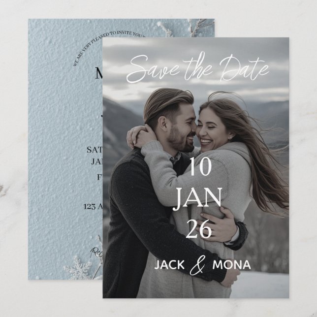 Invitación Guardar la fecha  Boda moderna simple personalizad (Anverso / Reverso)