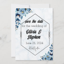 Invitación Guardar la fecha - Boda/rosas azules 