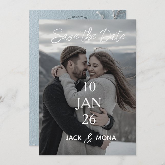 Invitación Guardar la fecha boda simple y moderno personaliza (Anverso / Reverso)