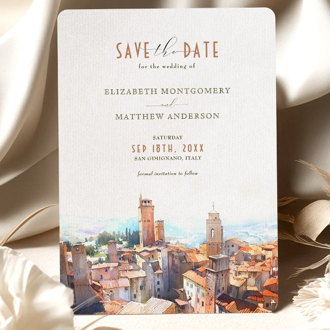 Invitación Guardar La Fecha Boda Toscana San Gimignano Italia (Subido por el creador)
