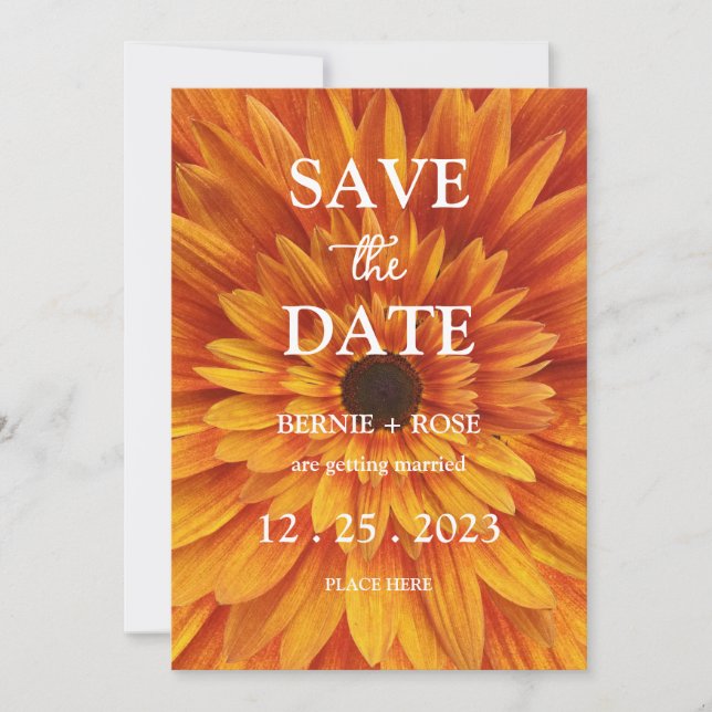 INVITACIÓN GUARDAR LA FECHA BODAS GIRASOL (Anverso)