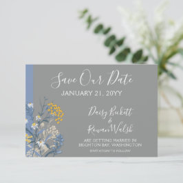 Invitación Guardar La Fecha Botánica Daisy Floral Navy Card