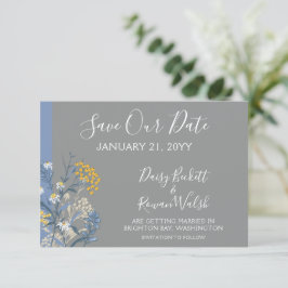 Invitación Guardar La Fecha Botánica Daisy Floral Navy Card