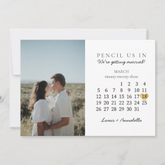 Invitación Guardar la fecha Calendario Corazón de Oro Marzo 2