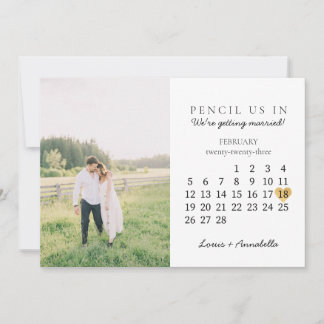 Invitación Guardar la fecha Calendario Oro Corazón de Oro Feb