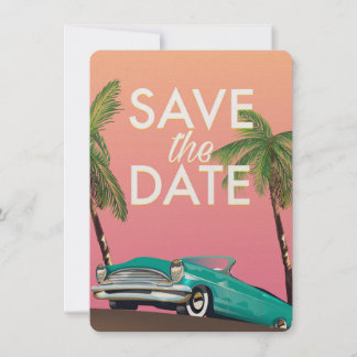 Invitación Guardar la fecha Coche convertible vintage