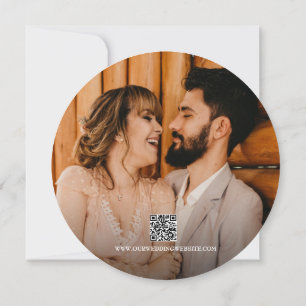 Invitación Guardar la fecha código QR Boda de fotos Wood Rust