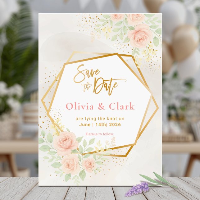 Invitación Guardar la fecha con flores pastel suaves (Subido por el creador)