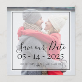 Invitación Guardar la fecha con foto personalizada con elegan