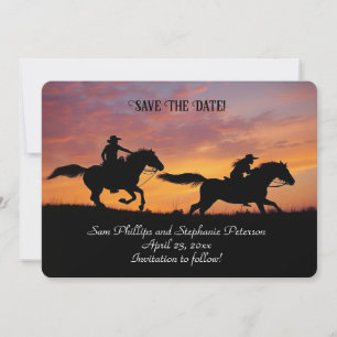 Invitación Guardar la fecha country western vaquero vaquera