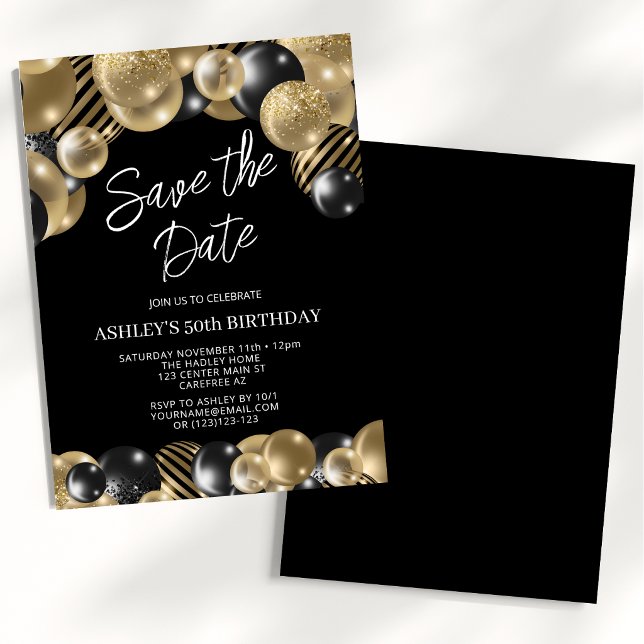 Invitación Guardar la fecha Cumpleaños 50 de Black Gold (Subido por el creador)