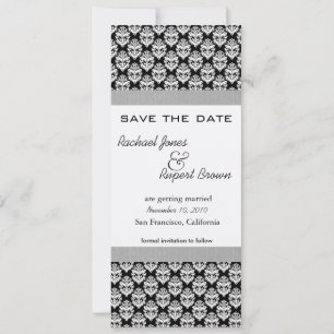 Invitación Guardar la fecha -Damask BlackElegance