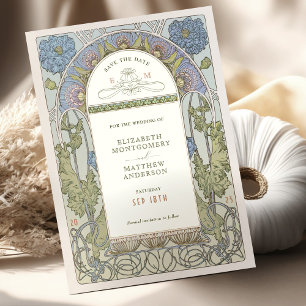 Invitación Guardar la fecha de Art Nouveau vintage de Mucha I