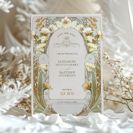 Invitación Guardar la fecha de Art Nouveau vintage de Mucha I