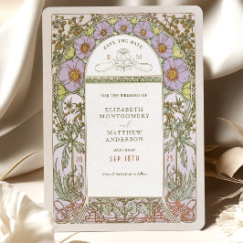 Invitación Guardar la fecha de Art Nouveau vintage de Mucha I