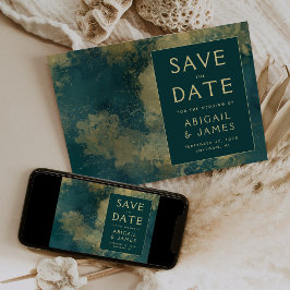 Invitación Guardar la Fecha de Boda Abstracto Moderno Verde A