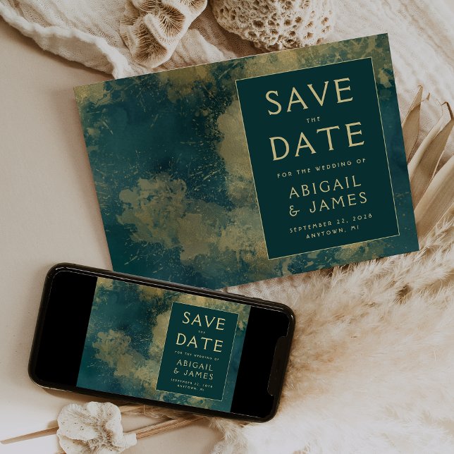 Invitación Guardar la Fecha de Boda Abstracto Moderno Verde A (Subido por el creador)