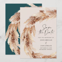 Guardar la fecha de boda boho moderno en teal con 