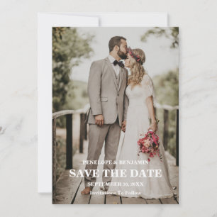 Invitación Guardar la fecha de boda con foto de escritura mod