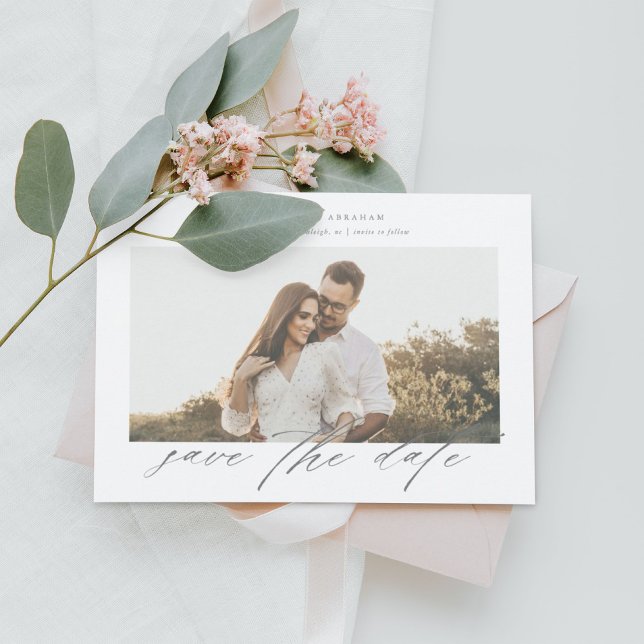 Invitación Guardar la fecha de boda con foto de guión (Subido por el creador)
