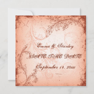 Invitación Guardar la fecha de boda de coral vintage