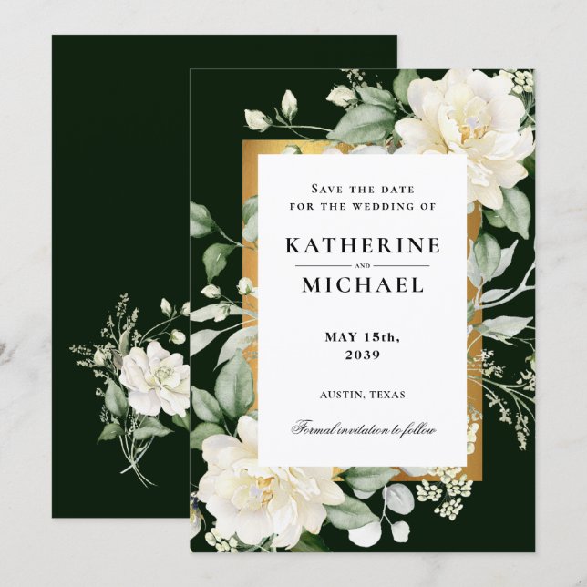 Invitación Guardar la fecha de boda de eucalipto verde salvia (Anverso / Reverso)