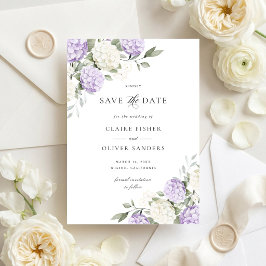 Invitación Guardar la fecha de boda de Hortensia Púrpura Flor