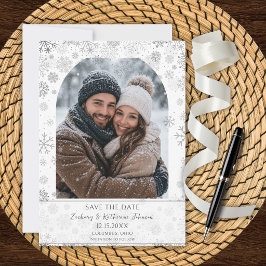 Invitación Guardar la fecha de boda de invierno con foto pers
