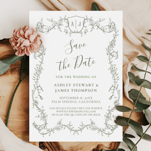 Invitación Guardar la fecha de boda de salvia botánica de jar
