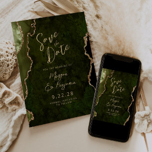 Invitación Guardar la fecha de boda en escritura de ágata ver