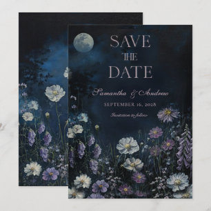 Invitación Guardar la fecha de boda floral oscura Cosmos de m