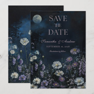 Invitación Guardar la fecha de boda floral oscura Cosmos de m