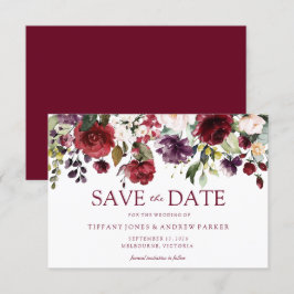 Invitación Guardar la fecha de boda Romántica Burgundy Roja