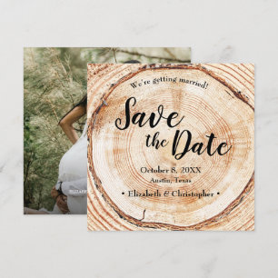 Invitación Guardar la fecha de boda rústica foto Grano de mad