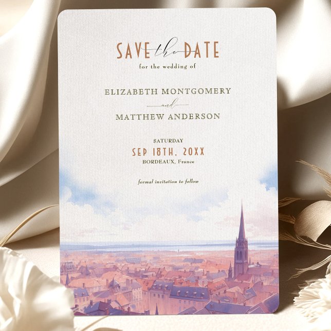 Invitación Guardar la fecha de destino de Burdeos Francia (Subido por el creador)