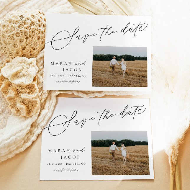 Invitación Guardar la fecha de foto boho moderna (Subido por el creador)