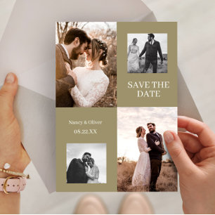 Invitación Guardar la Fecha de la Boda Colaje de Fotos Modern