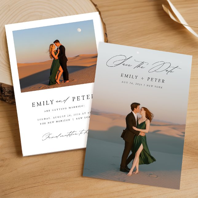 Invitación Guardar la fecha de la boda con foto y letra moder (Subido por el creador)