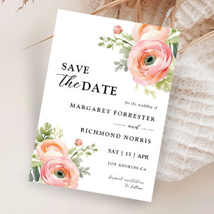Invitación Guardar la fecha de la boda floral de ranúnculo ro